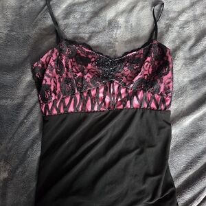 Elegant Black and Pink Lace Women's Top
